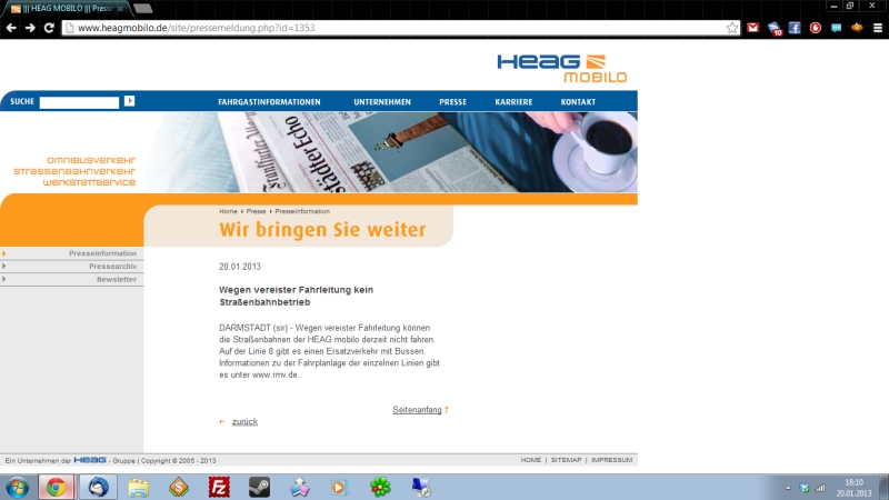 Webseite HEAG mobilo GmbH