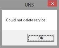 UNS - Could not delete service